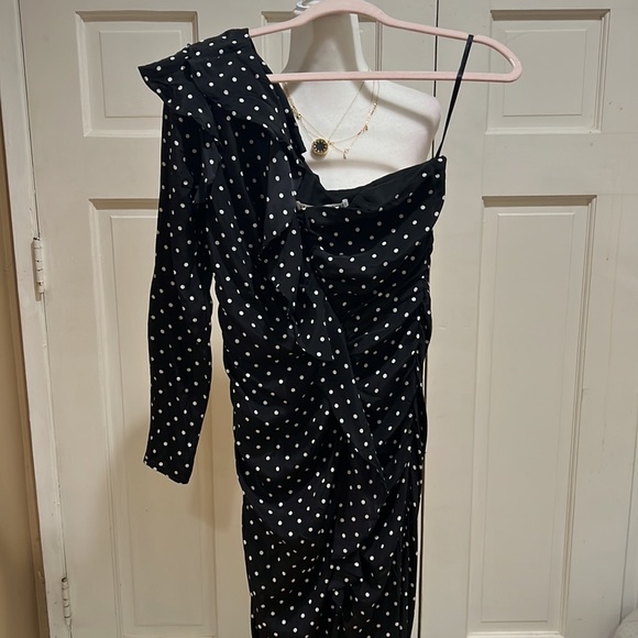 Veronica Beard Leona One Shoulder Polka Dot Dress - Picture 4 of 9